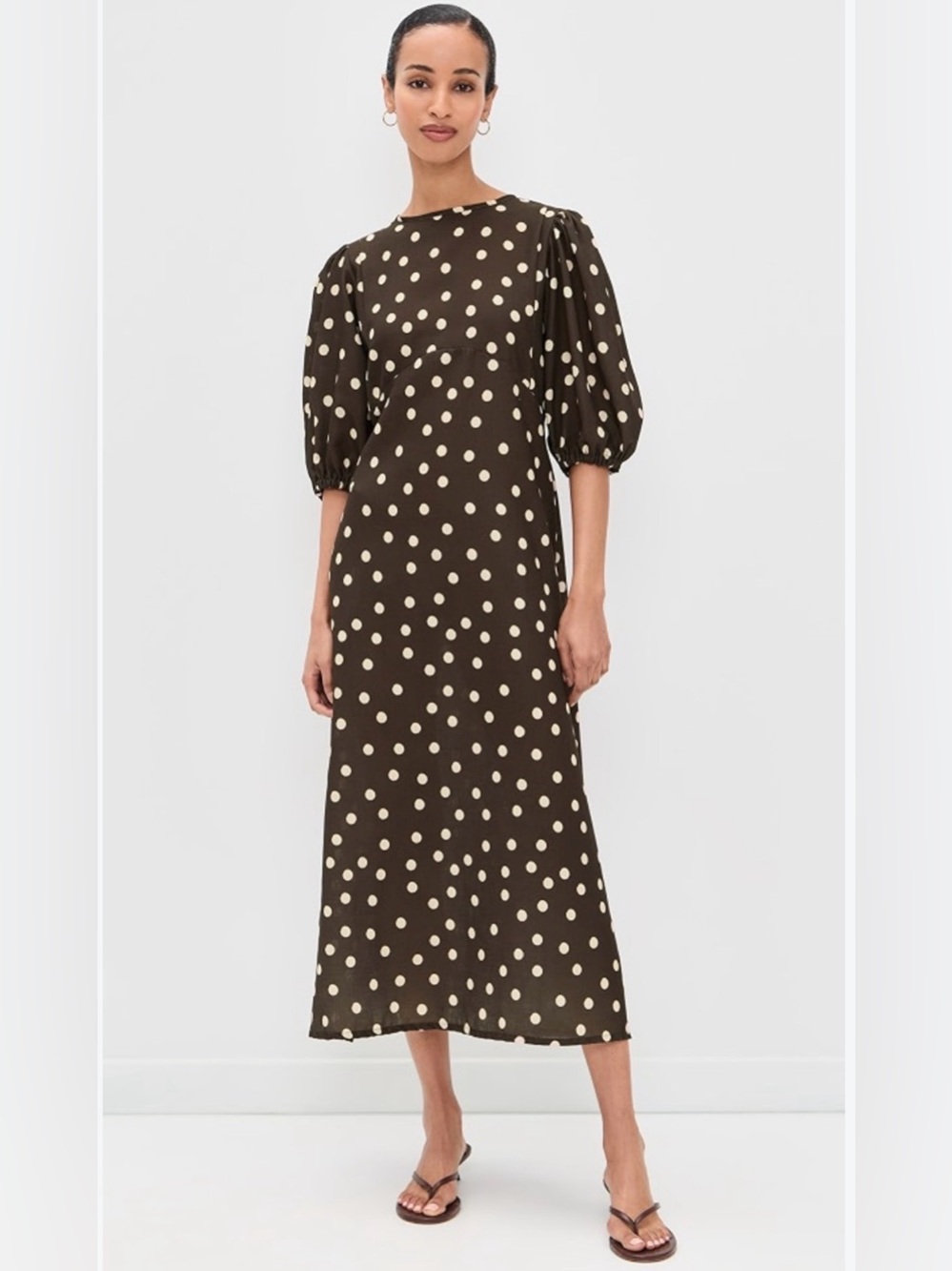 NWT The Lulo Project The Dawn BROWN POLKADOT DRESS SIZE XS